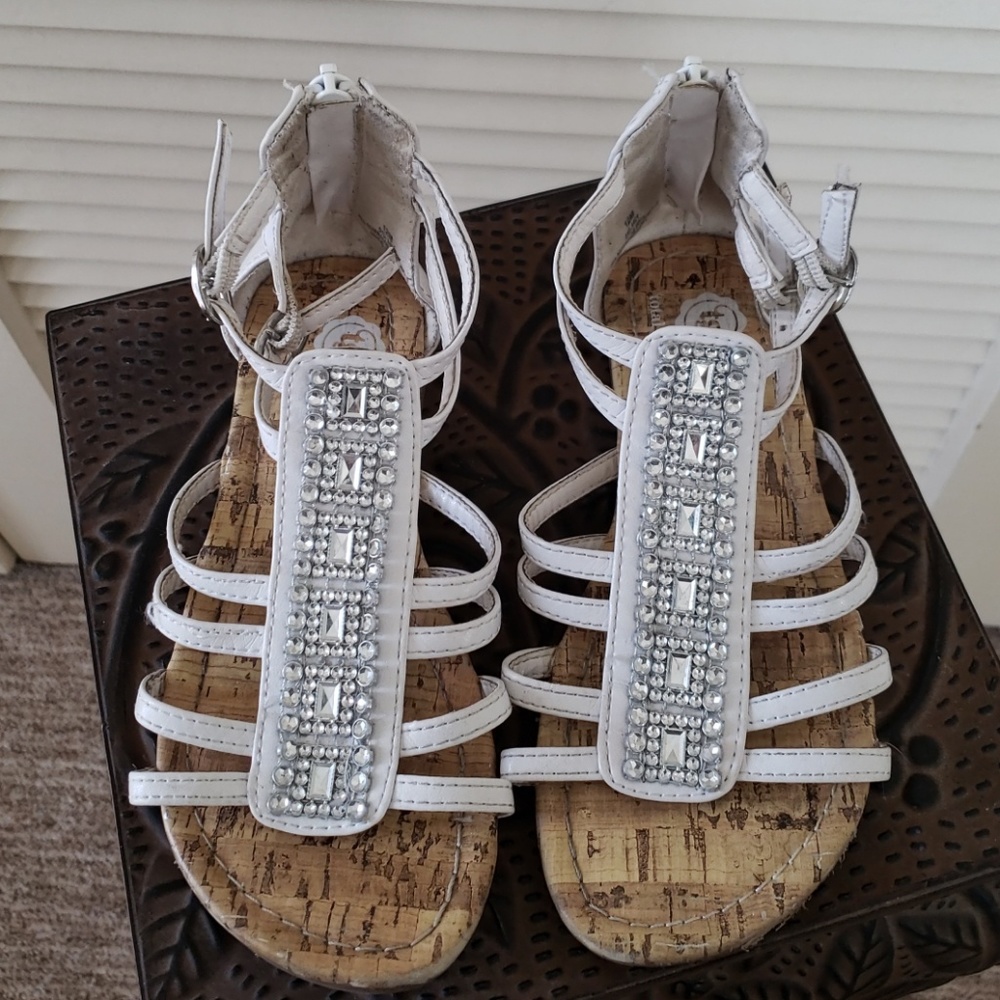 👧Total Girl Zipper Sandals White Size 12